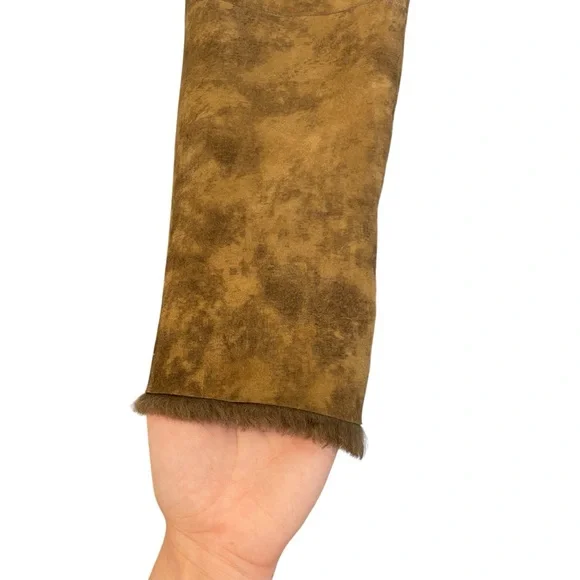 VTG Suede Penny Lane Finnraccoon & Shearling Lamb Fur Trench Coat - Picture 6 of 12